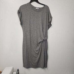 Gap Heather grey crewneck tshirt dress XL polyester blend rouched side detail